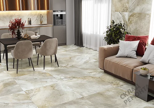 Фото Керамогранит лаппатированный Alma Ceramica Вулкано GFU6060VLC04L бежевый 600*600*9 – купить в Ханты-Мансийске: цена, описание, фото. Интернет-магазин 4