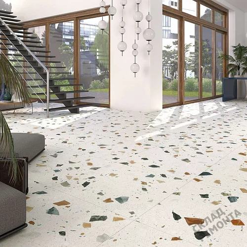 Фото Керамогранит матовый Steppe Ceramics Chips White белый 600*600*9 – купить в Ханты-Мансийске: цена, описание, фото. Интернет-магазин 3